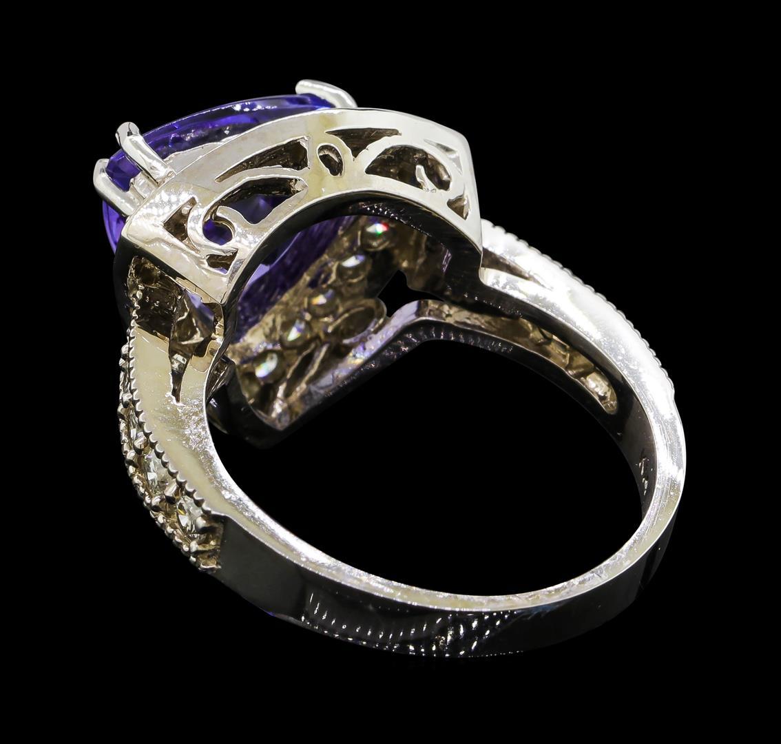 3.72 ctw Tanzanite and Diamond Ring - 14KT White Gold