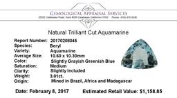 3.01 ct.Natural Trilliant Cut Aquamarine