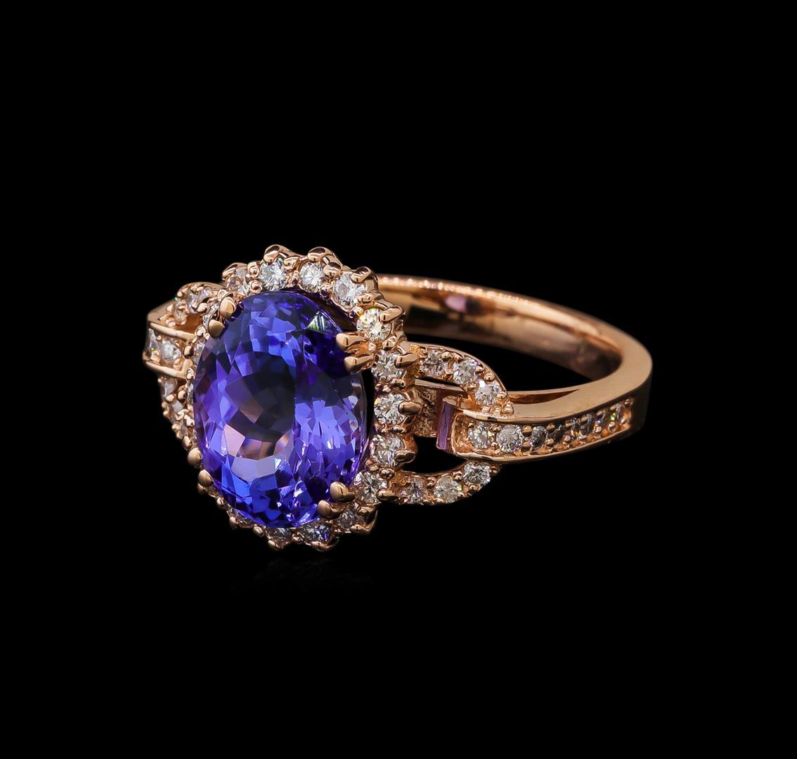 3.59 ctw Tanzanite and Diamond Ring - 14KT Rose Gold