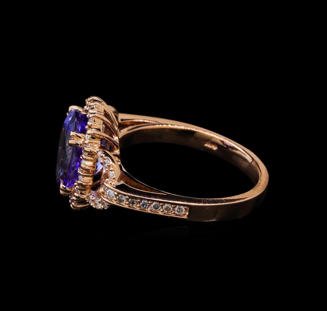 3.59 ctw Tanzanite and Diamond Ring - 14KT Rose Gold