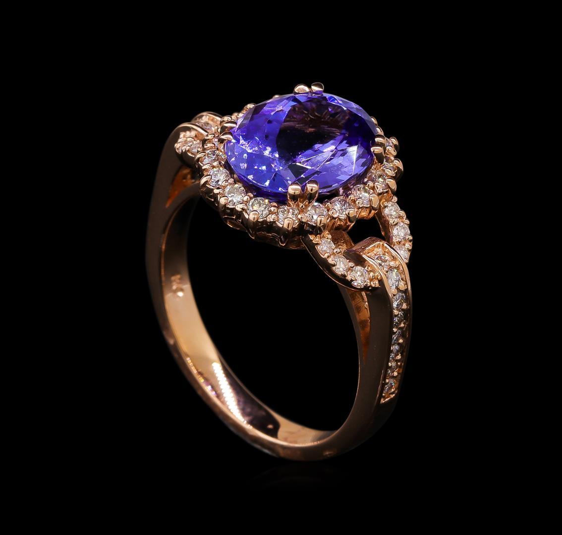 3.59 ctw Tanzanite and Diamond Ring - 14KT Rose Gold