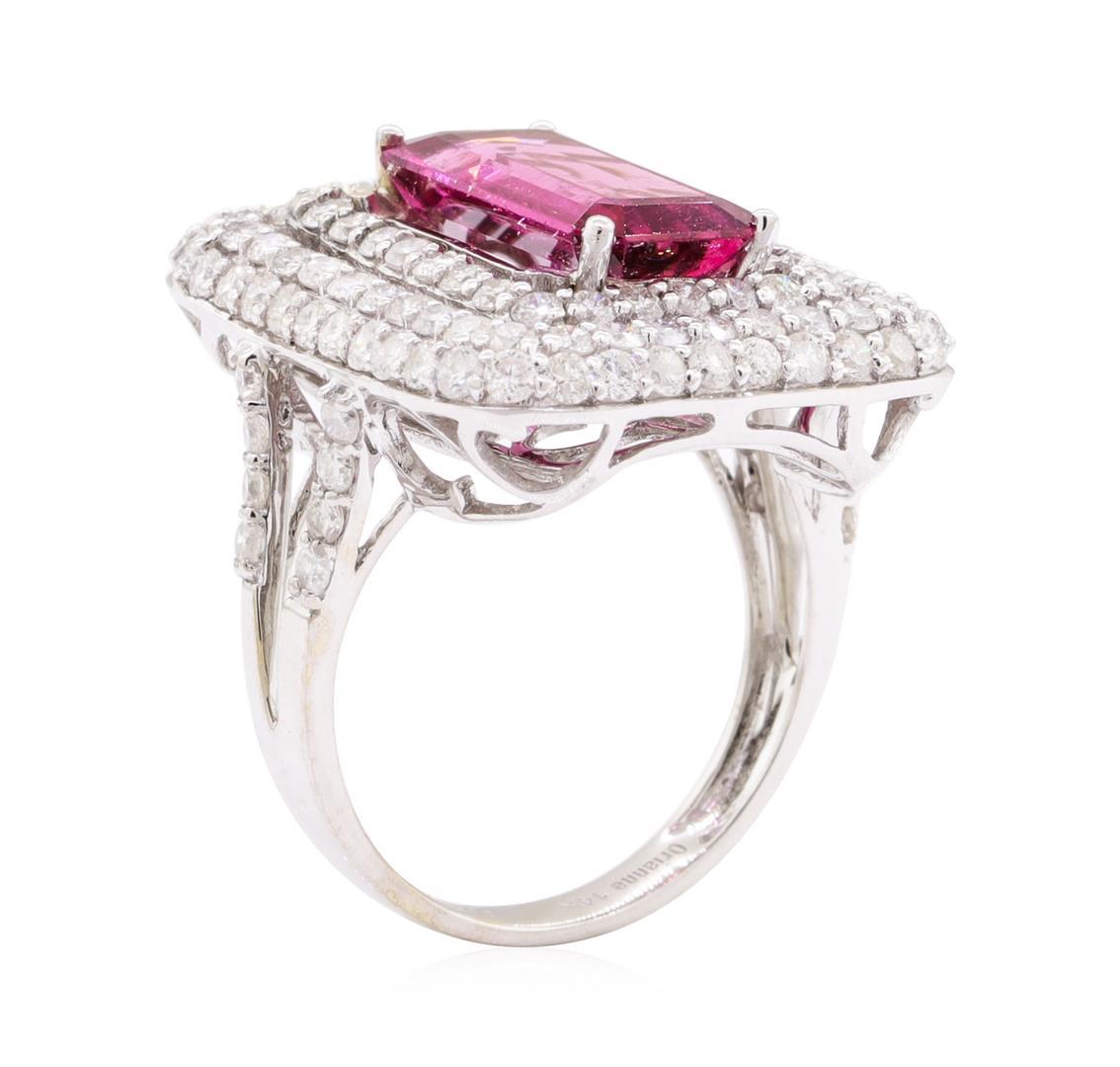 6.09 ctw Pink Tourmaline and Diamond Ring - 14KT White Gold