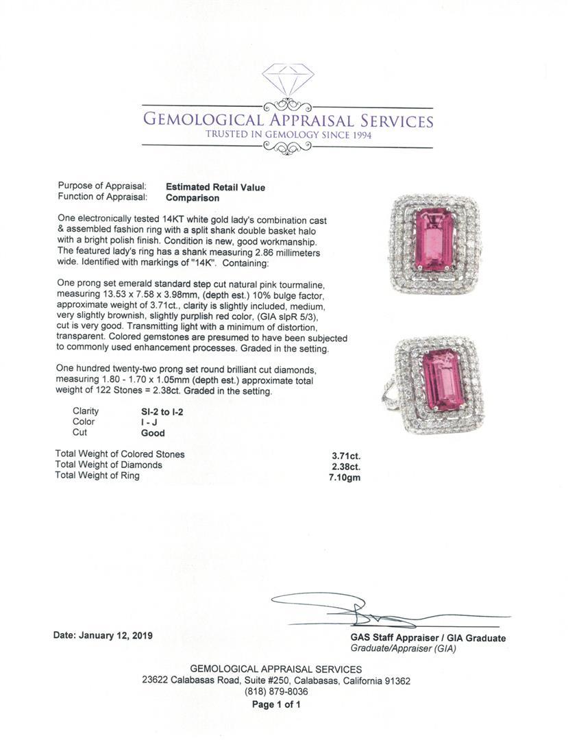 6.09 ctw Pink Tourmaline and Diamond Ring - 14KT White Gold