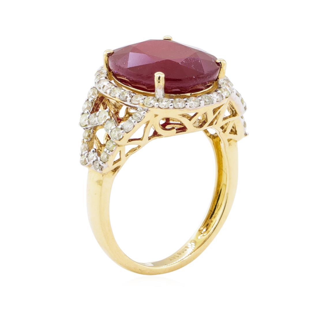 10.57 ctw Ruby and Diamond Ring - 14KT Yellow Gold