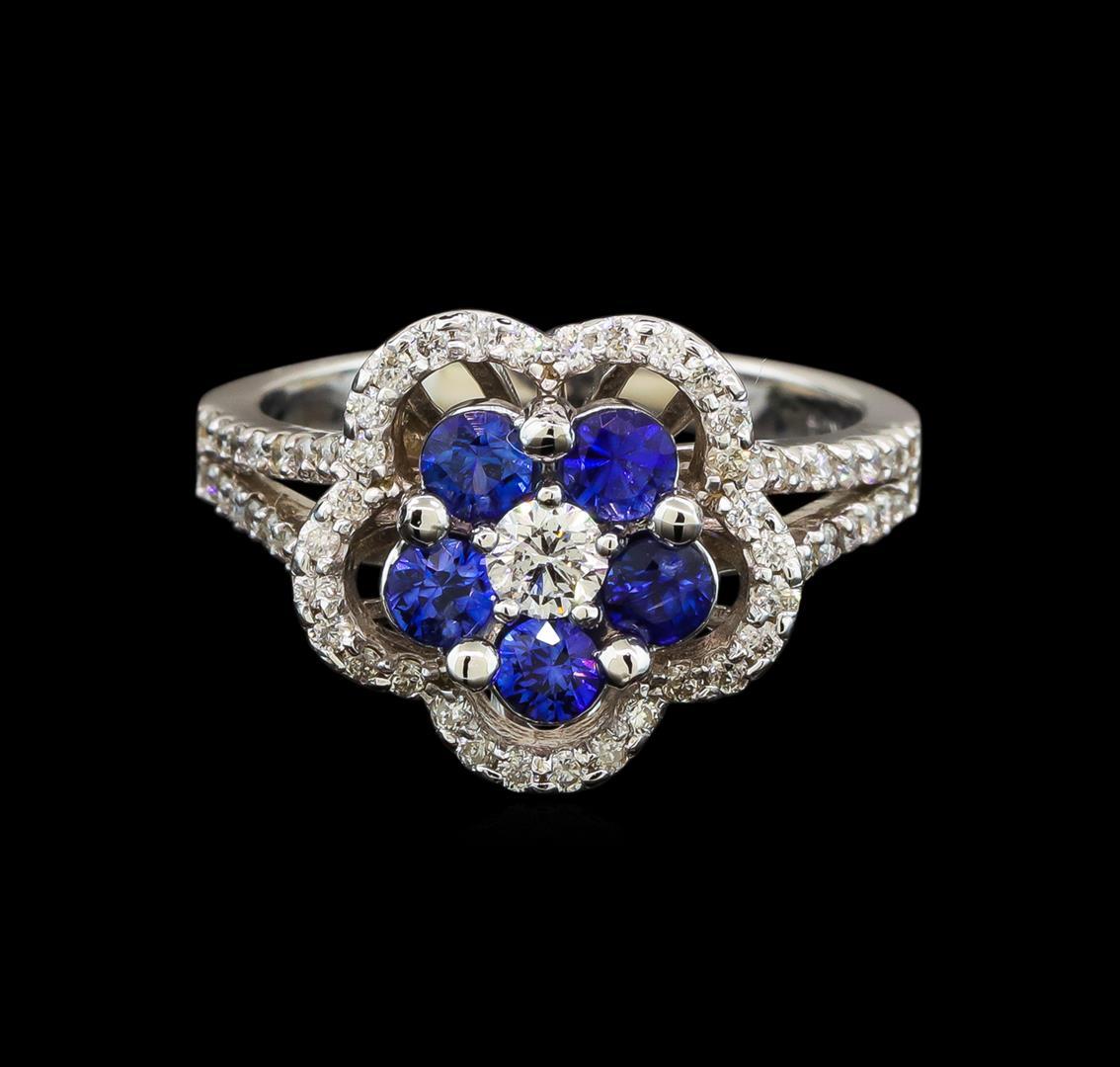 14KT White Gold 0.95 ctw Sapphire and Diamond Ring