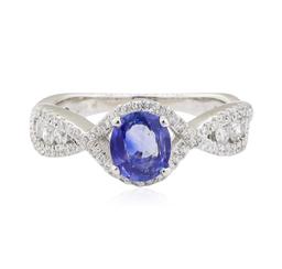 1.30 ctw Sapphire and Diamond Ring - 14KT White Gold