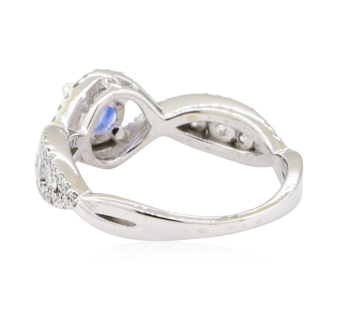 1.30 ctw Sapphire and Diamond Ring - 14KT White Gold