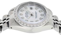 Rolex Ladies Stainless Steel White Diamond 26MM Datejust Wristwatch