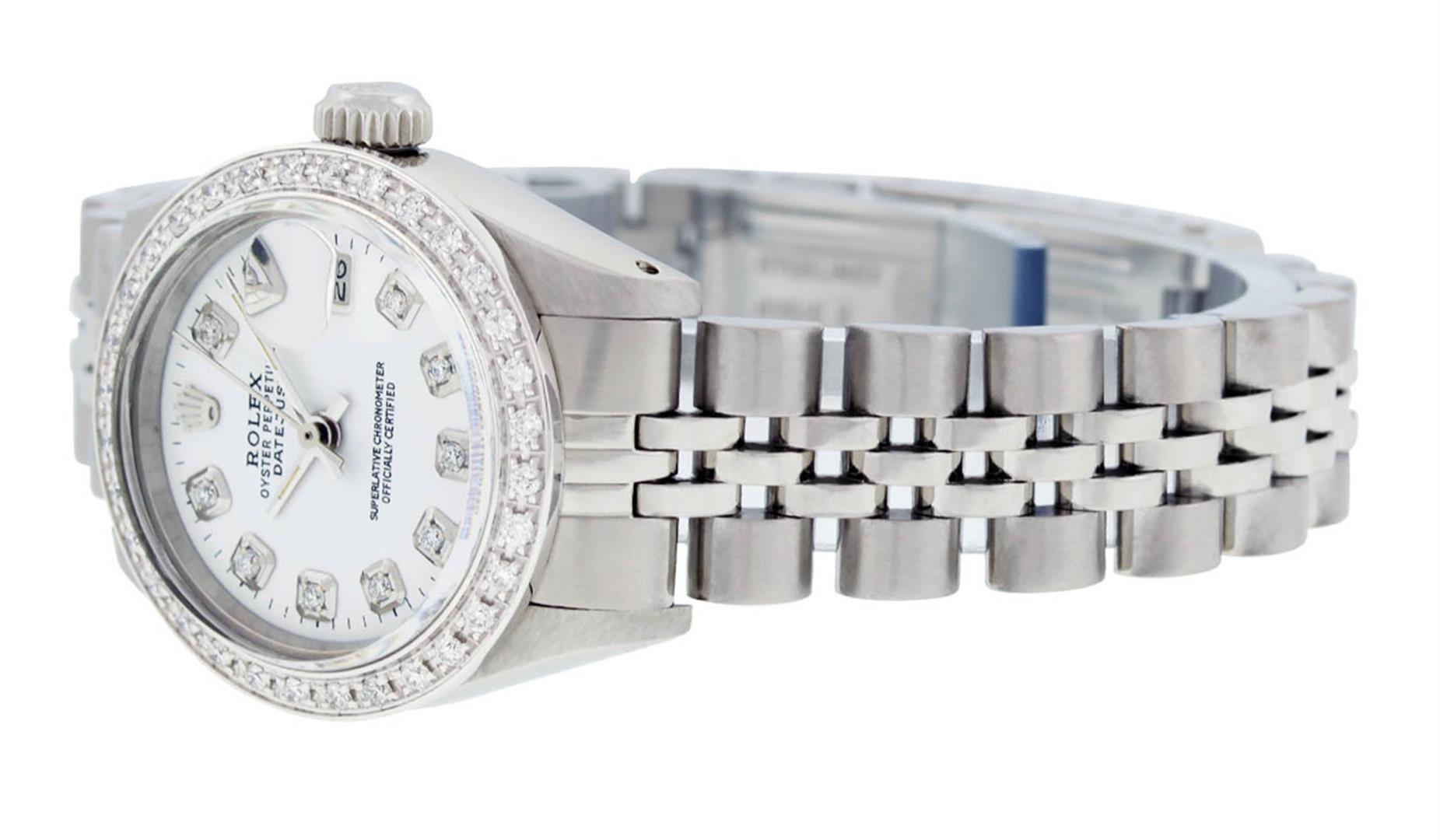 Rolex Ladies Stainless Steel White Diamond 26MM Datejust Wristwatch