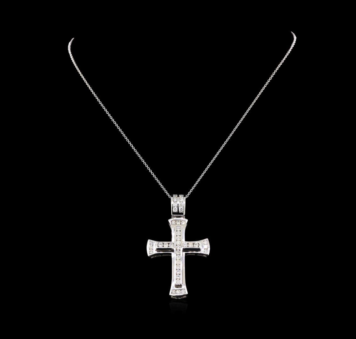 1.83 ctw Diamond Cross Pendant With Chain - 14KT White Gold