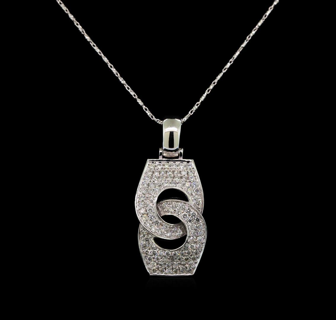 14KT White Gold 0.83 ctw Diamond Pendant With Chain