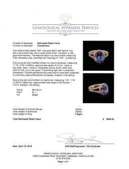 4.01 ctw Tanzanite and Diamond Ring - 14KT Rose Gold