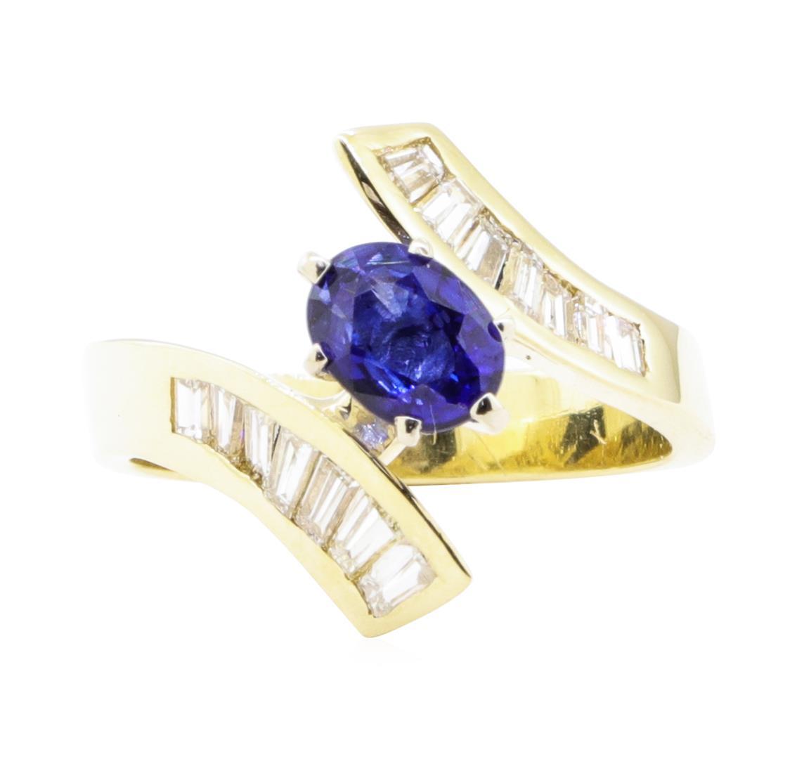 1.64 ctw Sapphire And Diamond Ring - 14KT Yellow Gold