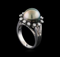 Pearl and Diamond Ring - 14KT White Gold