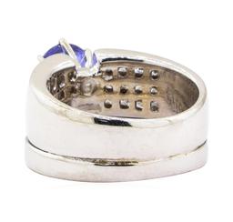 2.64 ctw Sapphire And Diamond Ring And Attached Band - 18KT White Gold