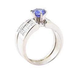 2.64 ctw Sapphire And Diamond Ring And Attached Band - 18KT White Gold