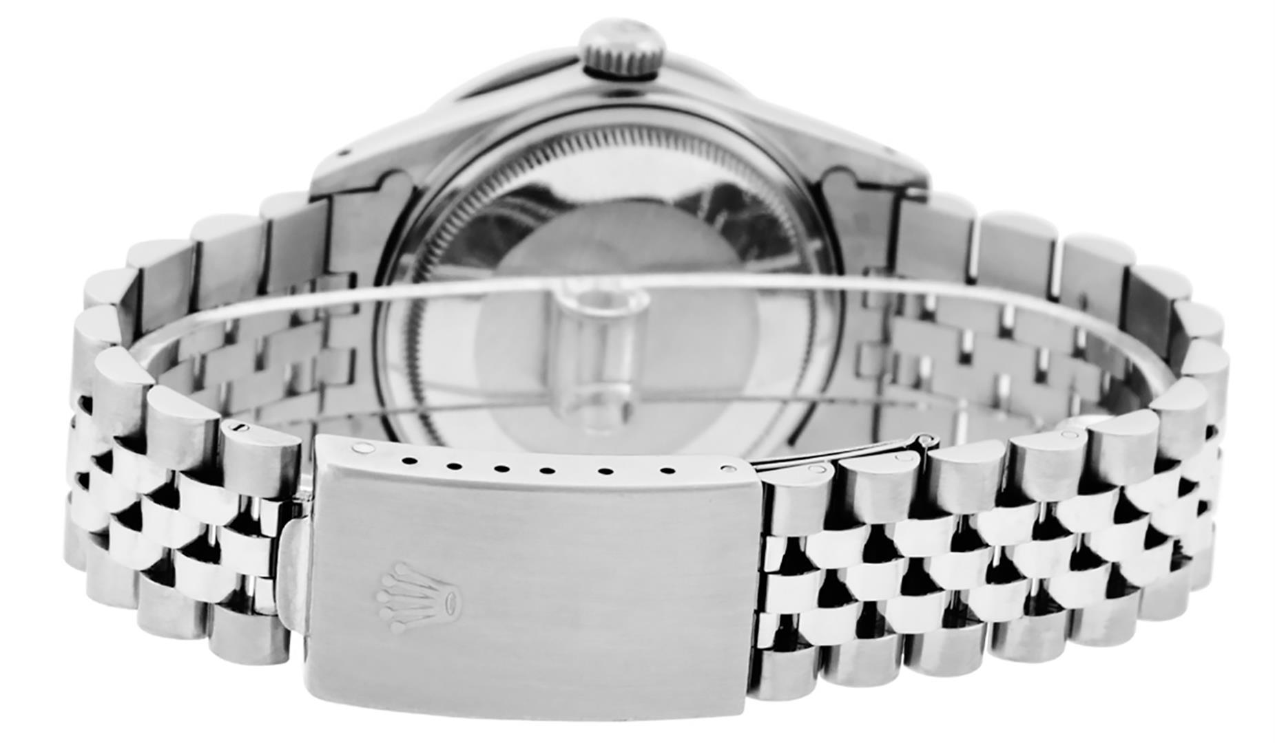 Rolex Mens SS Black Diamond & Ruby Channel Set Diamond Datejust Wristwatch