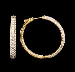 3.04 ctw Diamond Hoop Earrings - 18KT Rose Gold