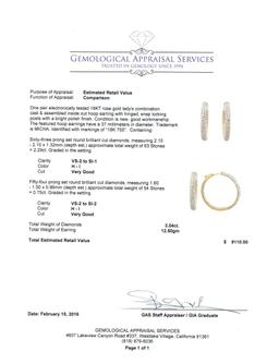 3.04 ctw Diamond Hoop Earrings - 18KT Rose Gold