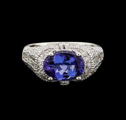 14KT White Gold 2.84 ctw Tanzanite and Diamond Ring