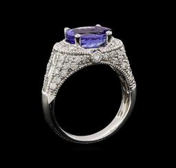 14KT White Gold 2.84 ctw Tanzanite and Diamond Ring