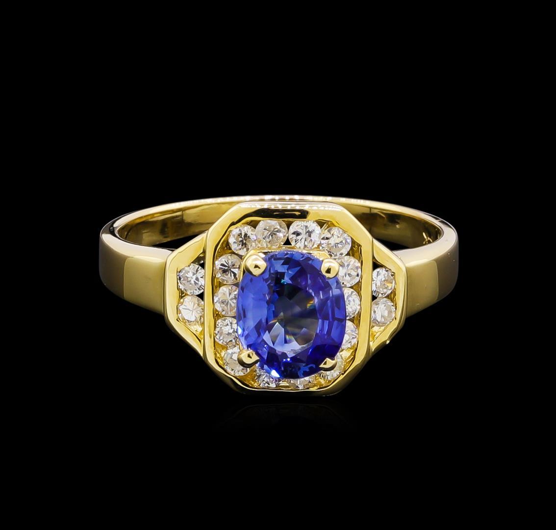 1.00 ctw Tanzanite and Diamond Ring - 14KT Yellow Gold