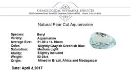 22.23 ct. Natural Pear Cut Aquamarine