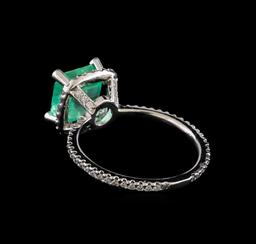 3.32 ctw Emerald and Diamond Ring - 14KT White Gold