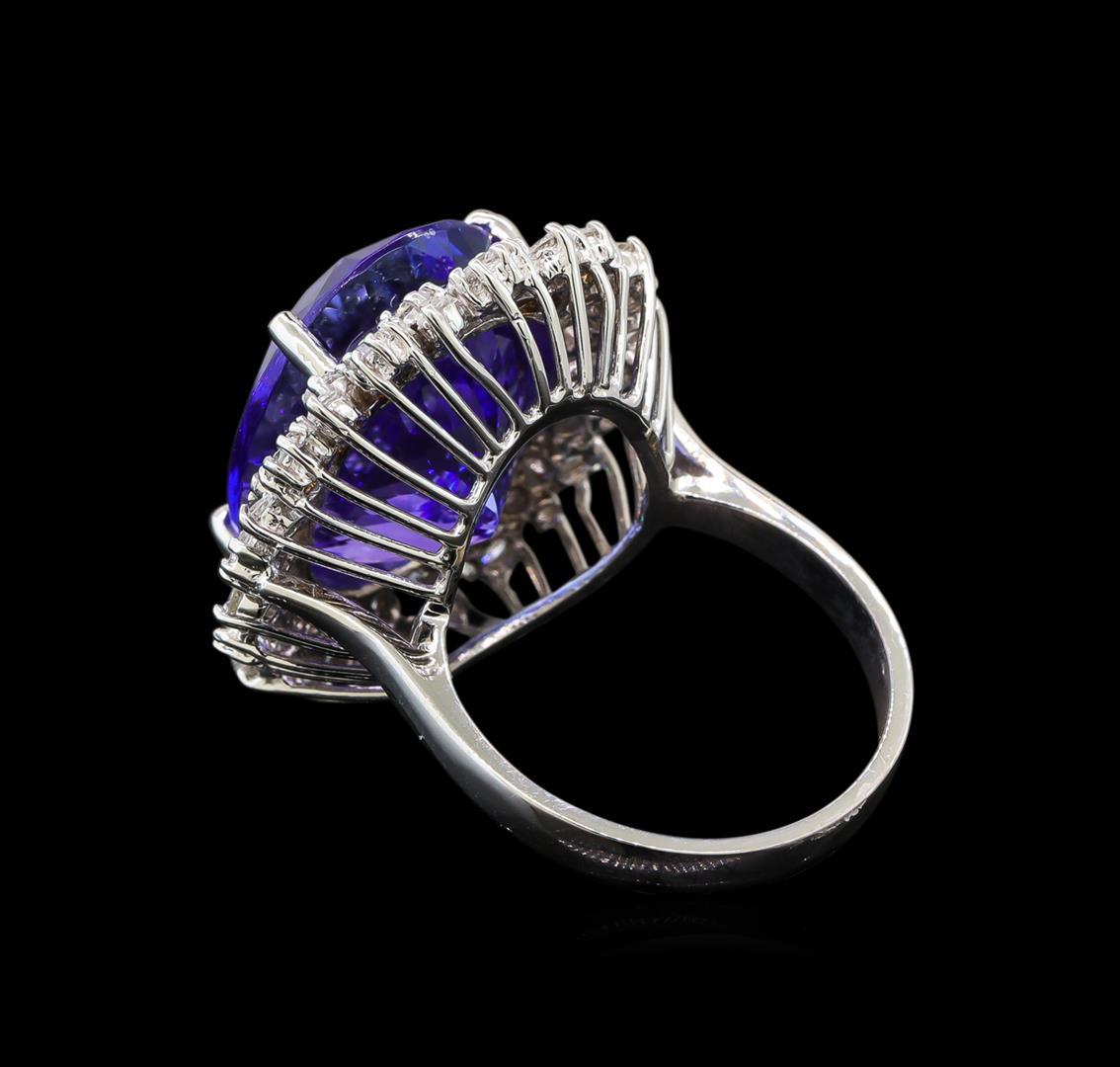 GIA Cert 16.94 ctw Tanzanite and Diamond Ring - 14KT White Gold