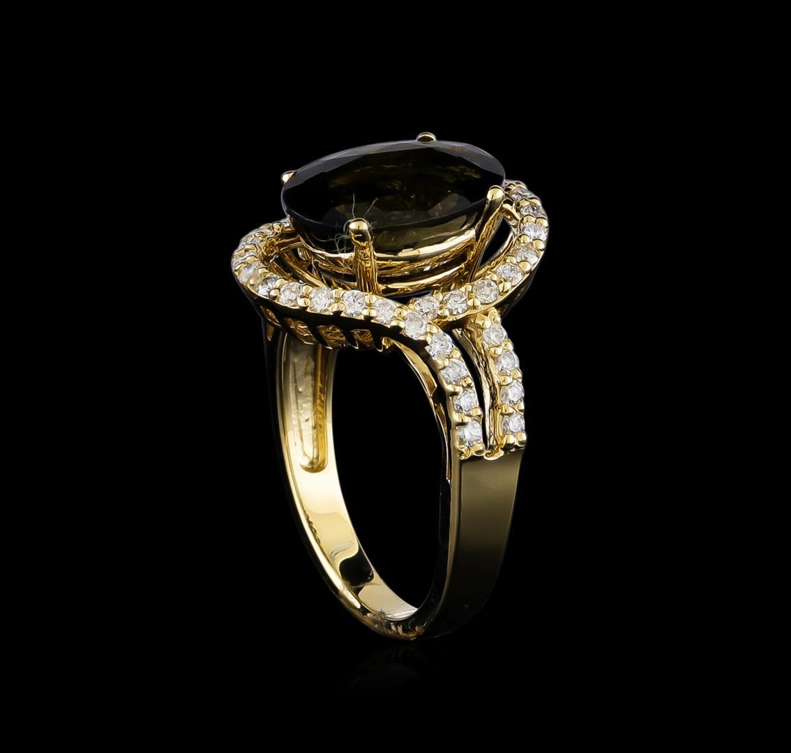 4.85 ctw Tourmaline and Diamond Ring - 14KT Yellow Gold