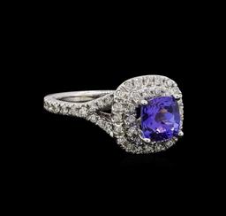 14KT White Gold 1.47 ctw Tanzanite and Diamond Ring