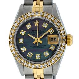Rolex Ladies 2 Tone 14K Tahitian MOP Diamond Datejust Wristwatch