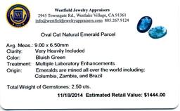 2.5 cts. Oval Cut Natural Emerald Parcel