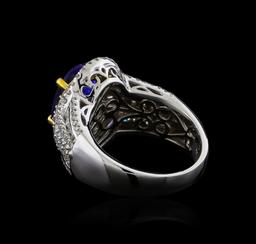 14KT Two-Tone Gold 4.12 ctw Tanzanite and Diamond Ring