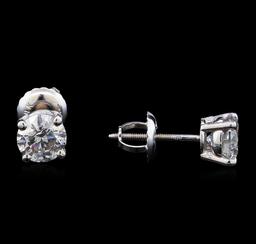 1.20 ctw Diamond Stud Earrings - 14KT White Gold