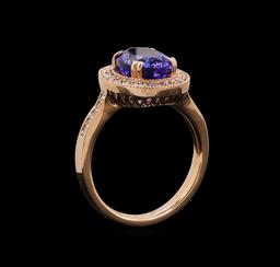 14KT Rose Gold 3.37 ctw Tanzanite and Diamond Ring