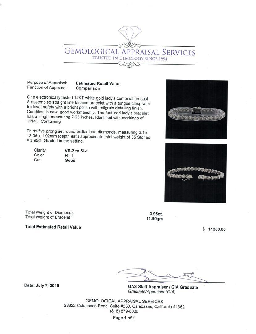 3.95 ctw Diamond Bracelet - 14KT White Gold