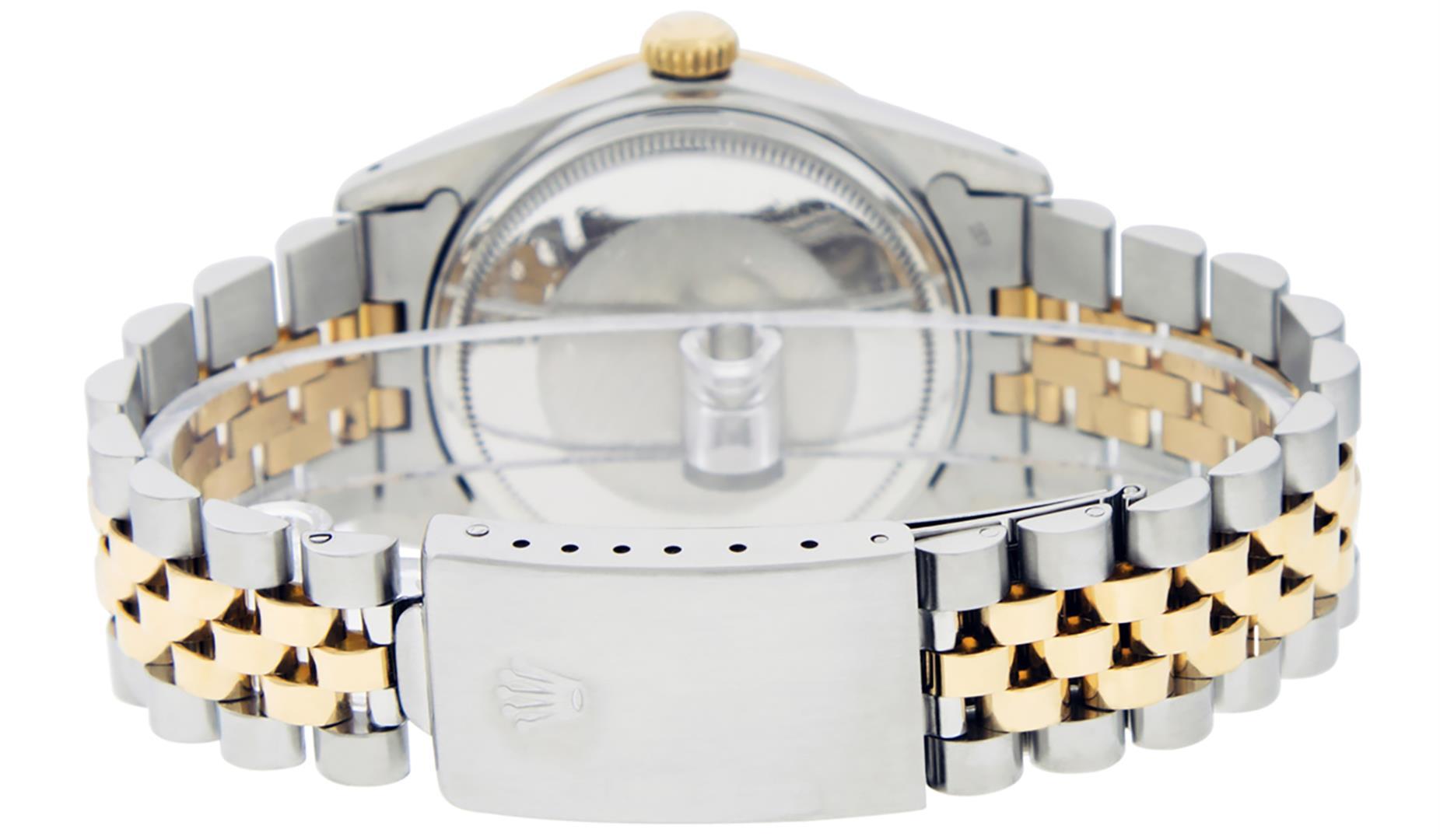 Rolex Mens 2 Tone 14K Green String Diamond 36MM Datejust Wristwatch