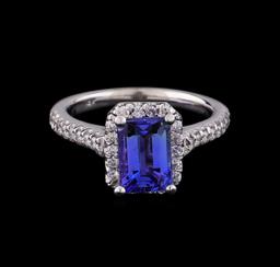 2.17 ctw Tanzanite and Diamond Ring - 14KT White Gold