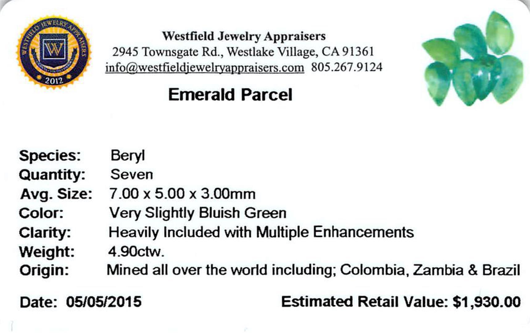 4.9 ctw Pear Mixed Emerald Parcel