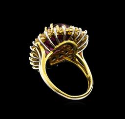 9.50 ctw Garnet and Diamond Ring - 18KT Two-Tone Gold