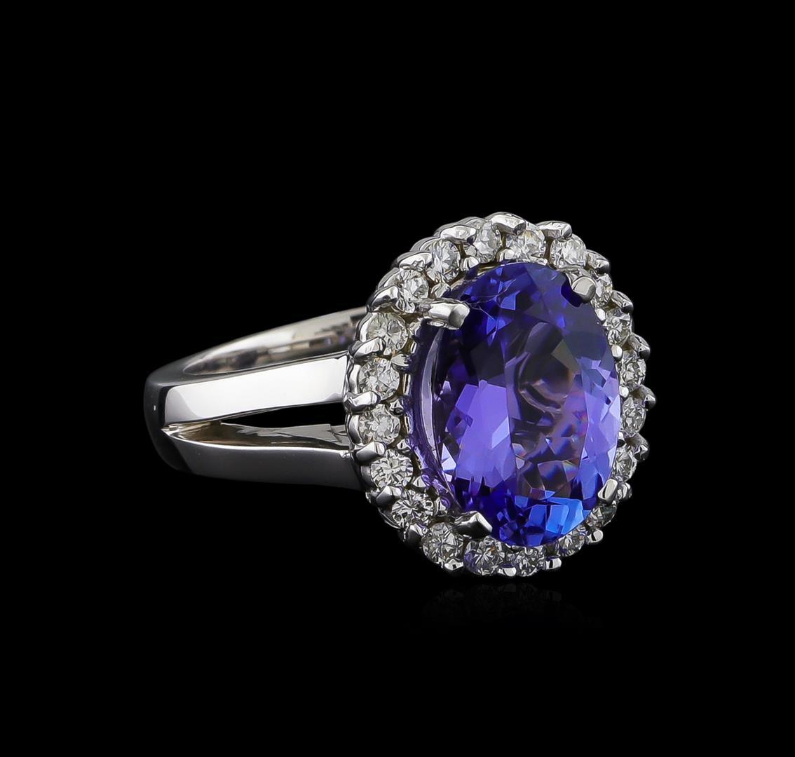 4.25 ctw Tanzanite and Diamond Ring - 14KT White Gold