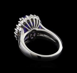 4.25 ctw Tanzanite and Diamond Ring - 14KT White Gold