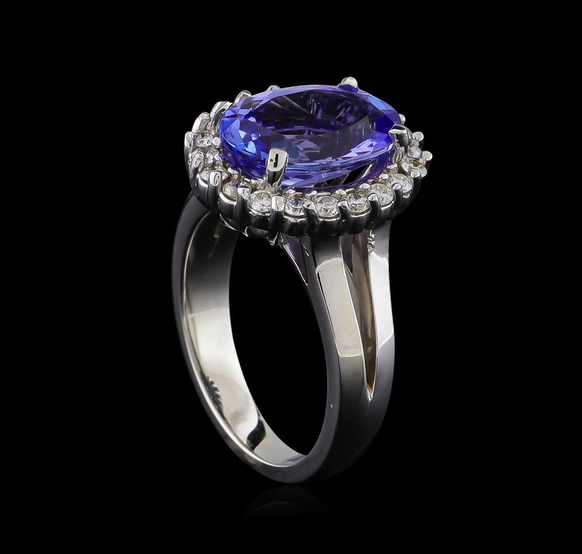 4.25 ctw Tanzanite and Diamond Ring - 14KT White Gold