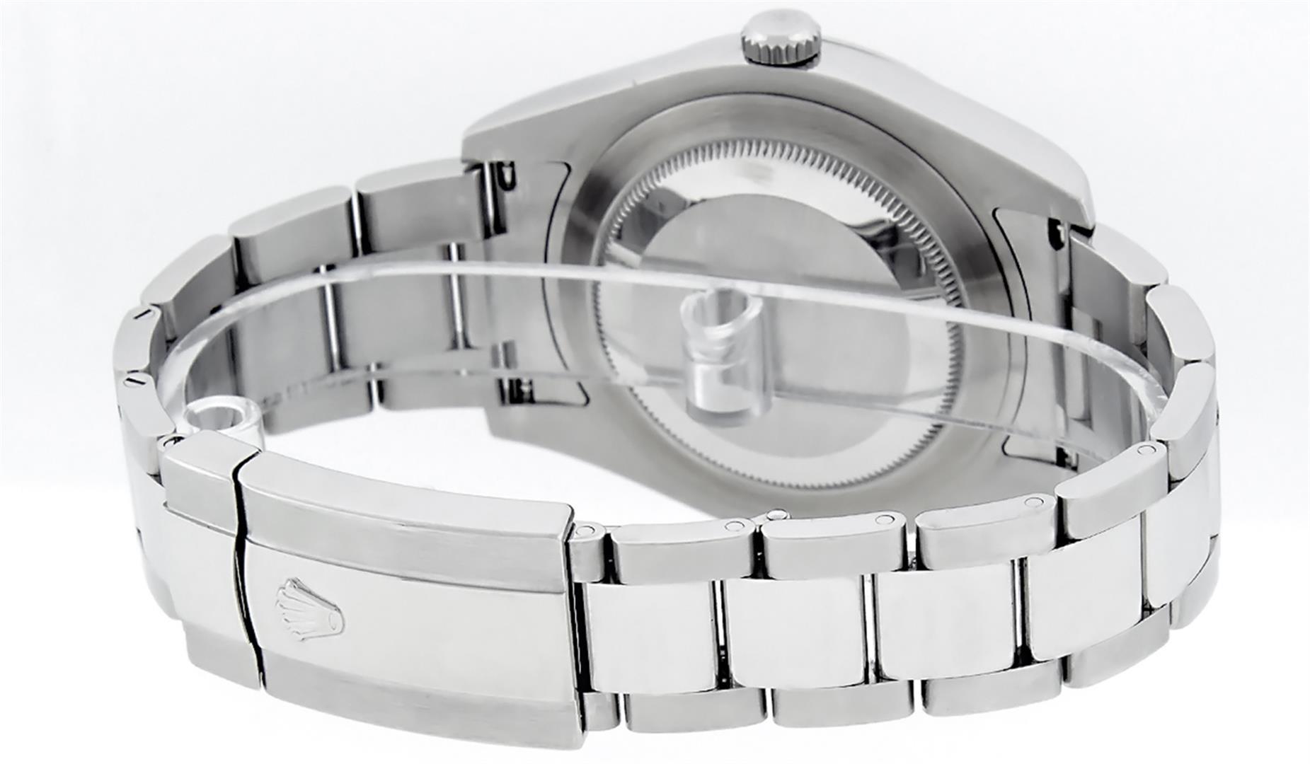 Rolex Mens SS 41MM Blue Roman Diamond Datejust 2 Oyster Band Wristwatch With Box