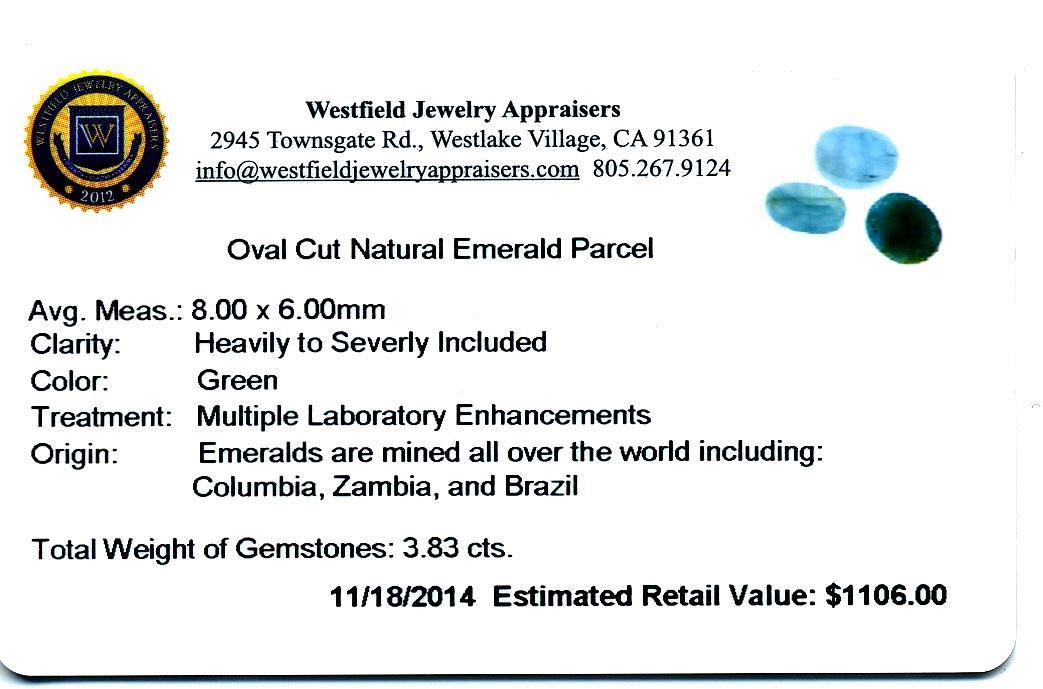 3.83 cts. Oval Cut Natural Emerald Parcel