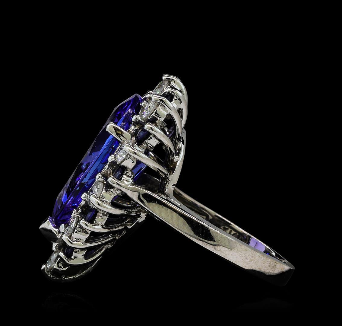 10.02 ctw Tanzanite, Blue Sapphire, and Diamond Ring - 14KT White Gold