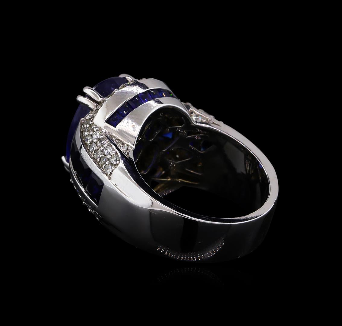 12.45 ctw Sapphire and Diamond Ring - 14KT White Gold