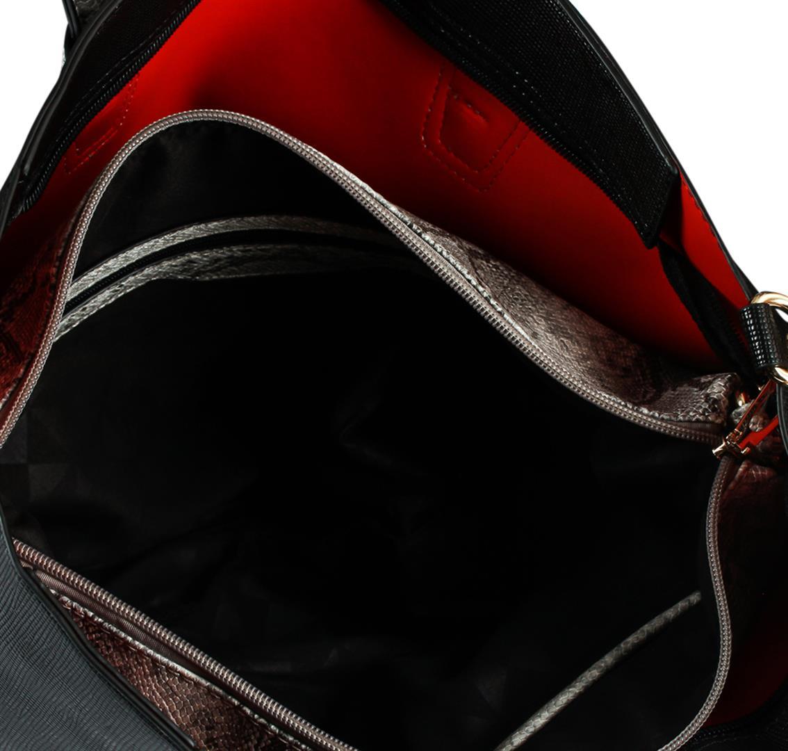 Black and Silver Textured Classic Handbag
