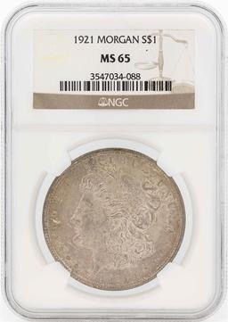 1921 $1 Morgan Silver Dollar Coin NGC MS65